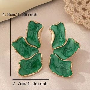 New Maple Leaf Flower Earrings. Gold - Green Luxury Colorful NEW